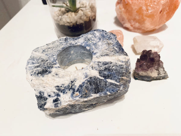 Natural Sodalite Tea Light Holder