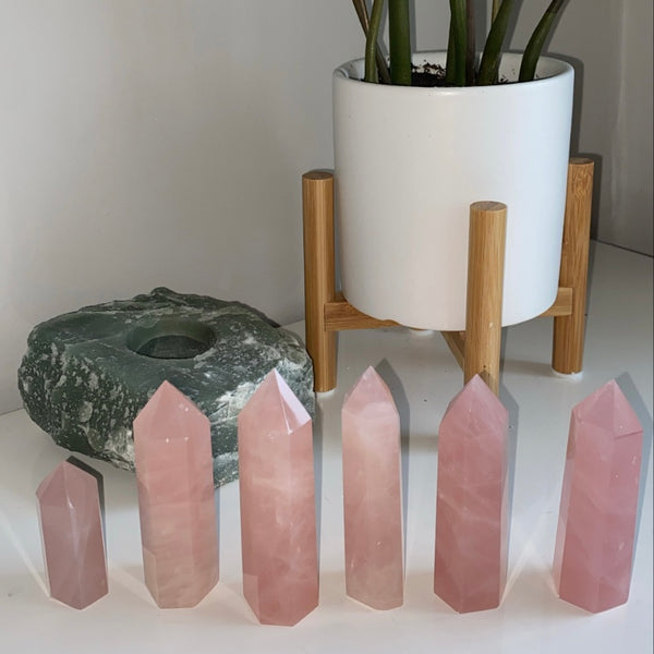 Natural Rose Quartz Obelisk Tower Point Crystal